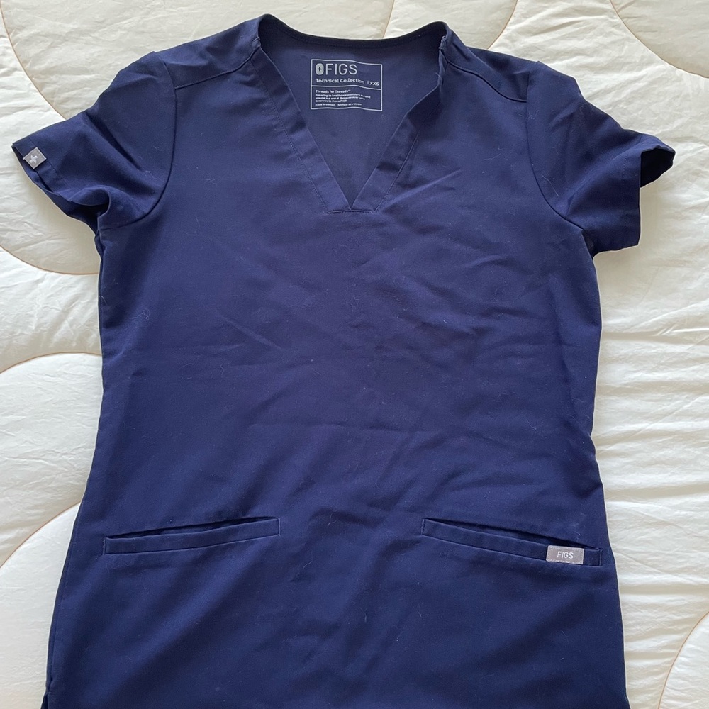 Navy blue figs scrub top